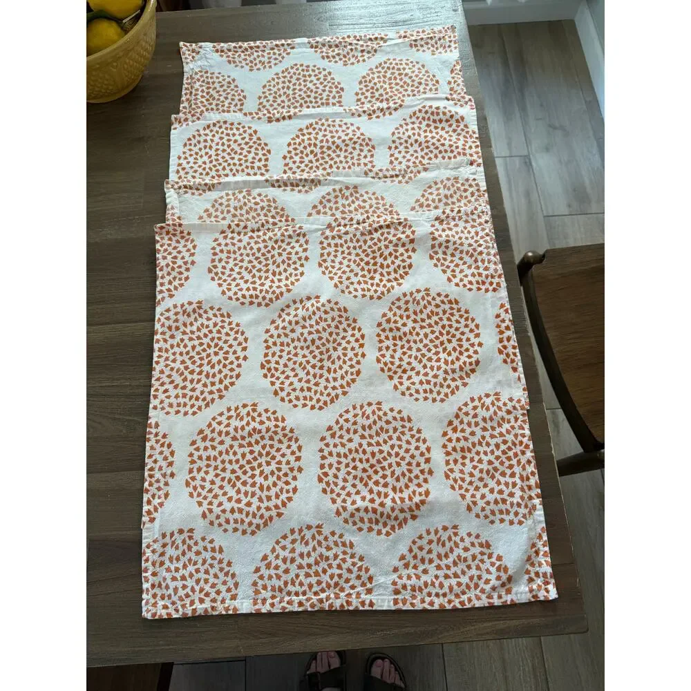 West Elm Napkins Set of 16 Orange Bloom and White 20x20 100% Cotton
